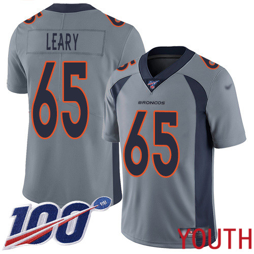 Youth Denver Broncos #65 Ronald Leary Limited Silver Inverted Legend 100th Season Football NFL Jersey